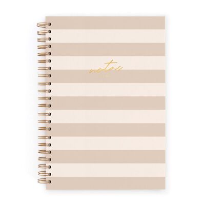 Notebook L. Stripes latte. White sheet (plain)