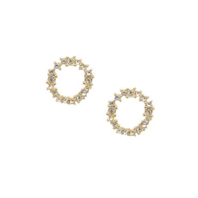 Crystal Cluster Circle Earring in Gold