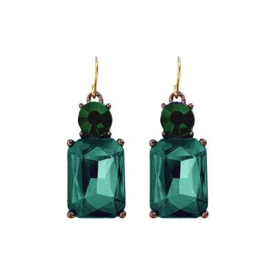 Twin Gem Earring in Emerald and Dark Green