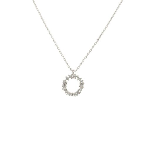 Crystal Cluster Circle Necklace Silver
