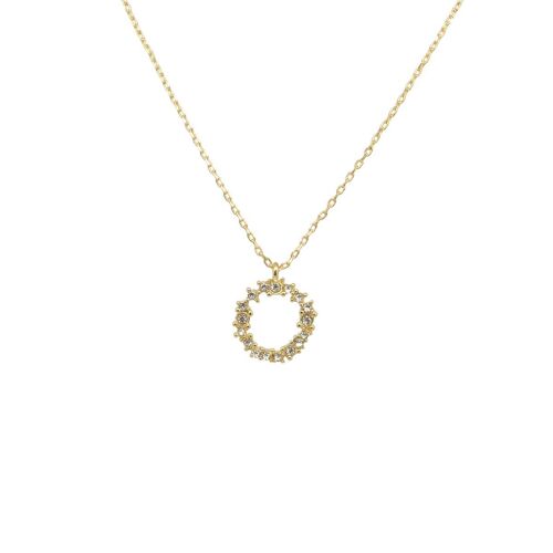 Crystal Cluster Circle Necklace Gold