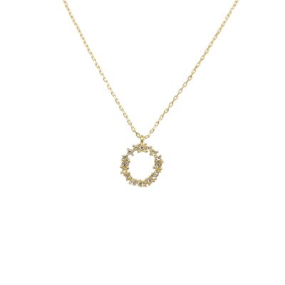 Collier Cercle Grappe de Cristal Or