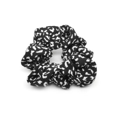 Scrunchie leopardo nero e bianco sporco