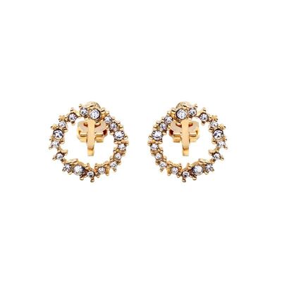 Crystal Cluster Circle Clip-on Earring Gold