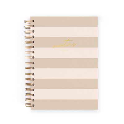 Notebook A5 Stripes latte. White sheet (plain)