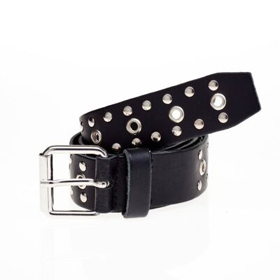 Belt 40731 Studs / Eyelets - Black/Silver - 80cm