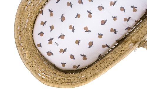 BAMBOO CARRY COT/MOSES BASKET SHEET garden fruits-0-8 monts
