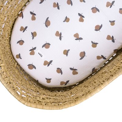 BAMBOO CARRY COT/MOSES BASKET SHEET garden fruits-0-8 monts