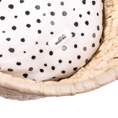 BAMBOO CARRY COT/MOSES BASKET SHEET dots-0-8 monts