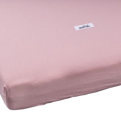 DRAP DE LIT EN COTON LAVÉ rose S-0-2 ans