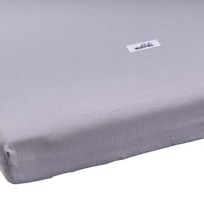 DRAP DE LIT EN COTON LAVÉ gris M-0-3 ans