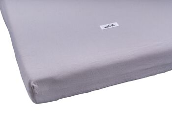 DRAP DE LIT EN COTON LAVÉ gris M-0-3 ans