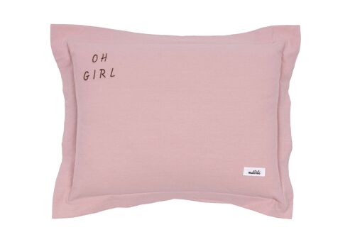 WASHED COTTON PILLOW OH GIRL DUSTY PINK M-1-3 years