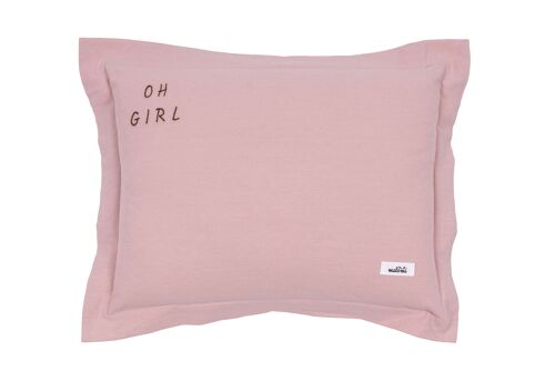 WASHED COTTON PILLOW OH GIRL DUSTY PINK L-2-99 years