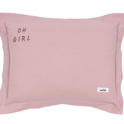 WASHED COTTON PILLOW OH GIRL DUSTY PINK L-2-99 years