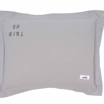 CUSCINO IN COTONE LAVATO OH GIRL GRIGIO M-1-3 anni