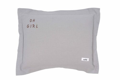WASHED COTTON PILLOW OH GIRL GREY L-2-99 years