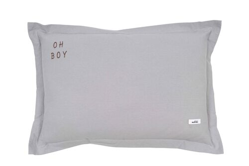 WASHED COTTON PILLOW OH BOY GREY M-1-3 years