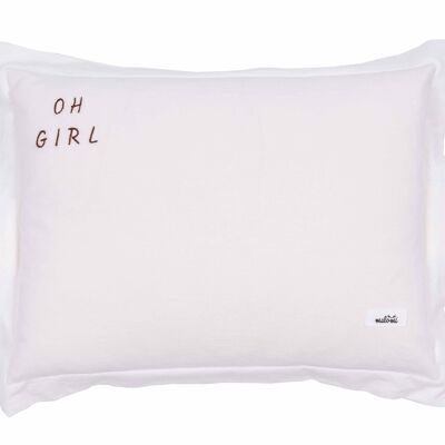 WASHED COTTON PILLOW OH GIRL ECRU M-1-3 years