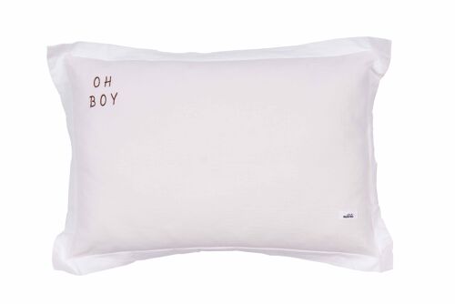 WASHED COTTON PILLOW OH BOY ECRU L-2-99 years
