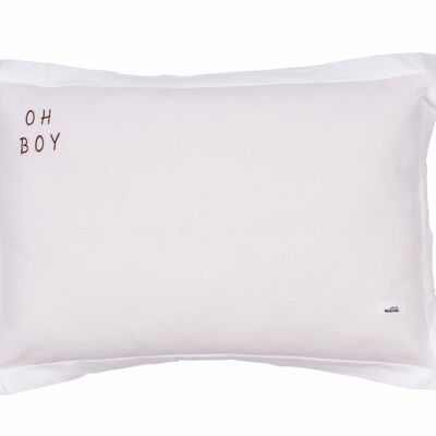 WASHED COTTON PILLOW OH BOY ECRU L-2-99 years