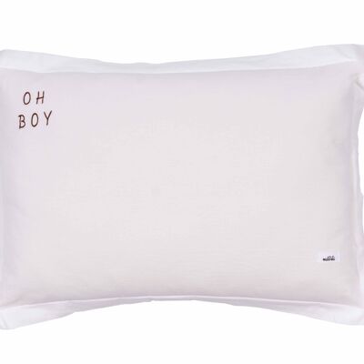 WASHED COTTON PILLOW OH BOY ECRU L-2-99 years