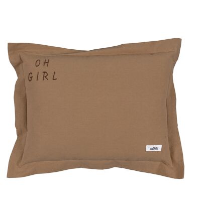 WASHED COTTON PILLOW OH GIRL CAMEL M-1-3 years