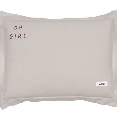 WASHED COTTON PILLOW OH GIRL NATURAL M-1-3 years