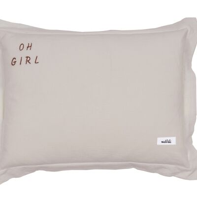 WASHED COTTON PILLOW OH GIRL NATURAL M-1-3 years