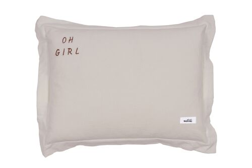 WASHED COTTON PILLOW OH GIRL NATURAL L-2-99 years