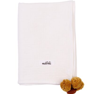 MUSELINA SWADDLE POMPON CRUDO-0-3 años