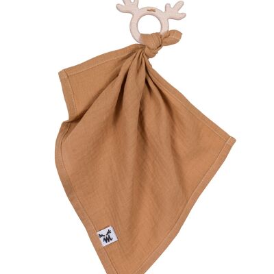 DOUILLE DE DENTITION / PELUCHE EN MOUSSELINE CAMEL-0-3 ans