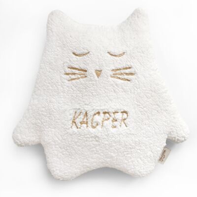 PELUCHE/THERMO CHATON ECRU 'NOM' - 0-6 ans