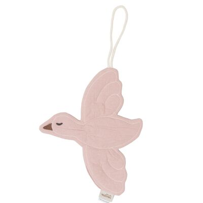 PORTA CIUCCIO/DECORAZIONE UCCELLO DUSTY PINK-0-3 anni