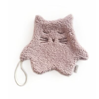 PORTE SUCETTE/PELUCHE CHATON DUSTY PINK-0-3 ans