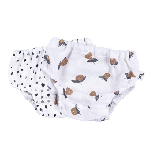 BLOOMERS SET DOTS/GARDEN FRUITS S-0-6 months