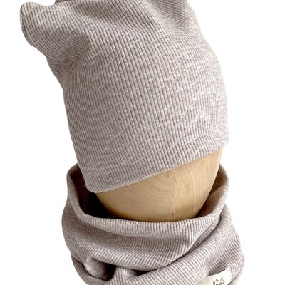 Neck warmer rib beige melange m-m