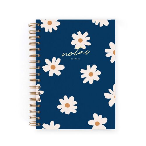 Cuaderno A5 Floral navy. Puntos
