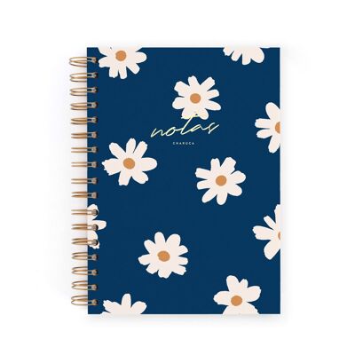 Floral navy A5 notebook. Points