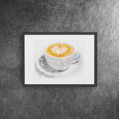 Impresión de arte de pared con marco de café