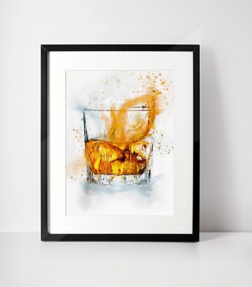 Whiskey Glass Framed Wall Art Print