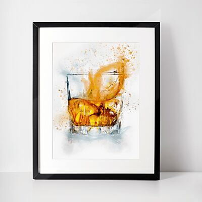 Stampa artistica da parete con cornice in vetro di whisky