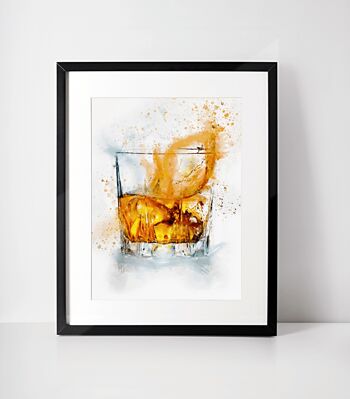 Impression d'art mural encadrée en verre de whisky 1