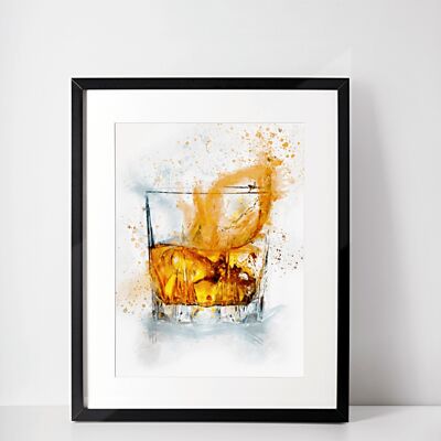 Impression d'art mural encadrée en verre de whisky