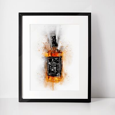 Gerahmter Kunstdruck mit Whiskyflasche Whisky