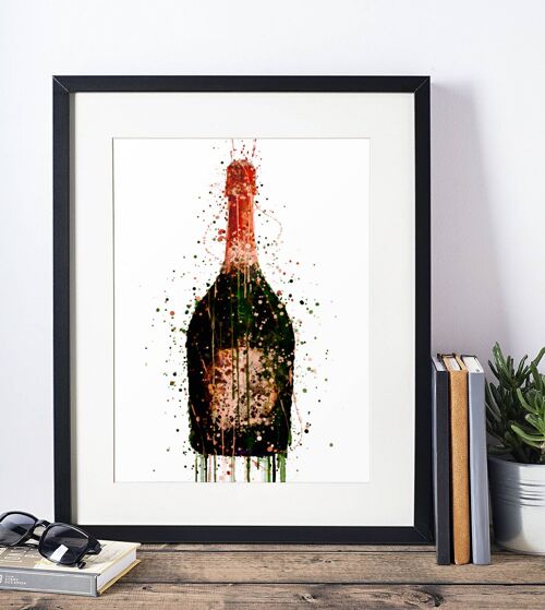 Champagne Bottle Framed Wall Art Print