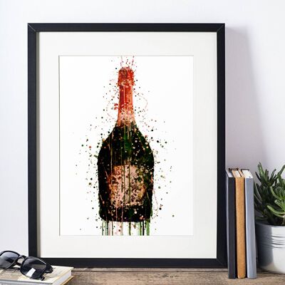 Stampa artistica da parete con cornice di bottiglia di champagne