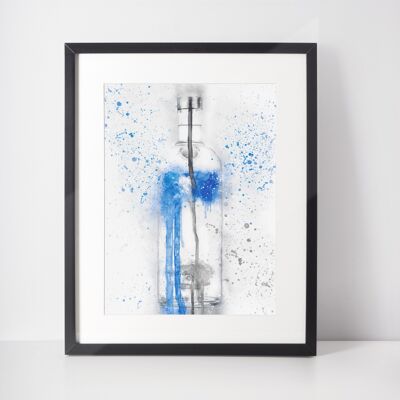 Blue Vodka Bottle Framed Wall Art Print