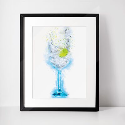 Gin Tonic Glas gerahmter Wandkunstdruck