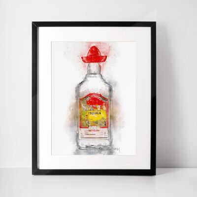 Bouteille de Tequila Impression d'Art Murale Encadrée